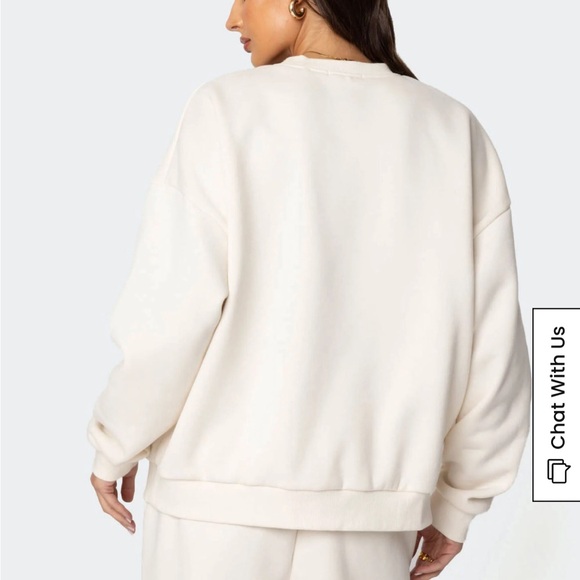 Edikted Babe Oversized Sweatshirt / Crewneck Size X-Small in color Cream - Picture 9 of 15